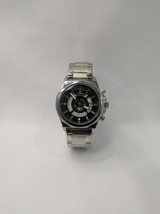 Lunoz Luxury Silver Skeleton Watch With Date