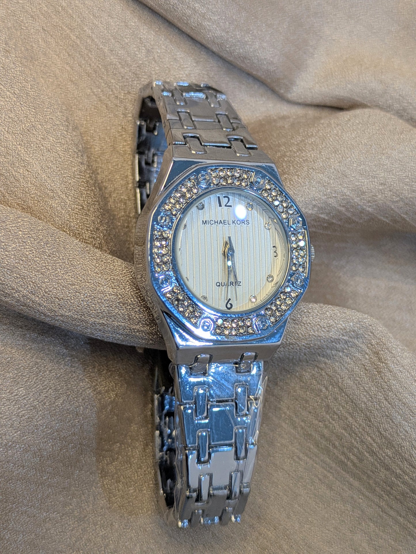 Michael Kors Silver Edition With Diamond Encrusted Bezel