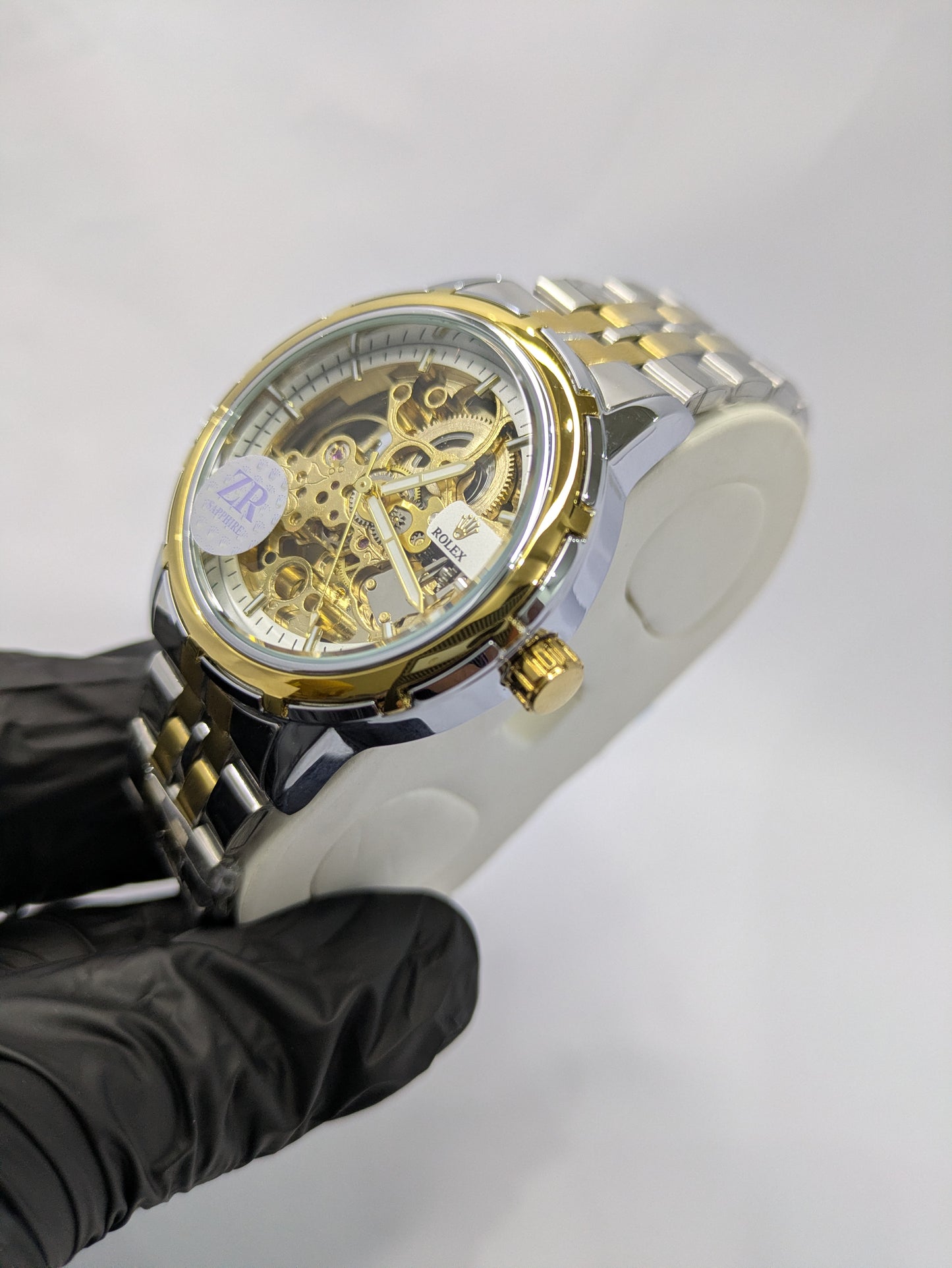 Rolex Two-Tone Style Skeleton Mechanical Dial(Automatic) With Date