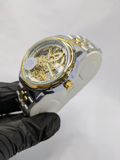 Rolex Two-Tone Style Skeleton Mechanical Dial(Automatic) With Date