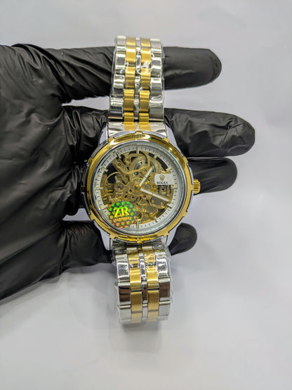 Rolex Two-Tone Style Skeleton Mechanical Dial(Automatic)