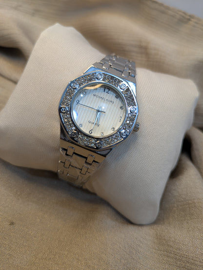 Michael Kors Silver Edition With Diamond Encrusted Bezel