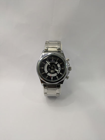 Lunoz Luxury Silver Skeleton Watch With Date