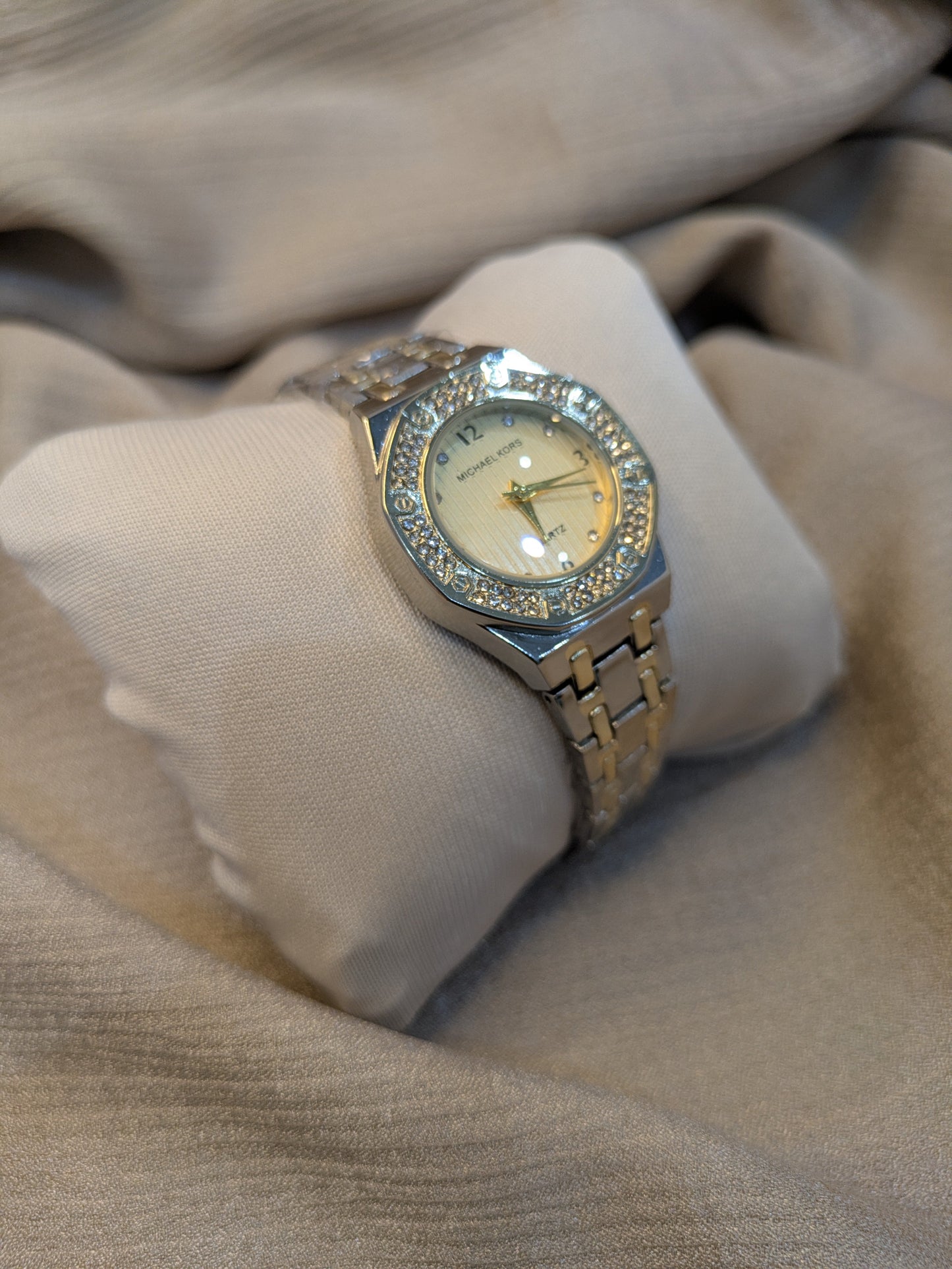 Michael Kors Silver&Gold Edition With Diamond Encrusted Bezel
