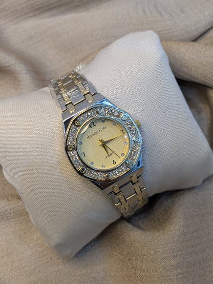 Michael Kors Silver&Gold Edition With Diamond Encrusted Bezel