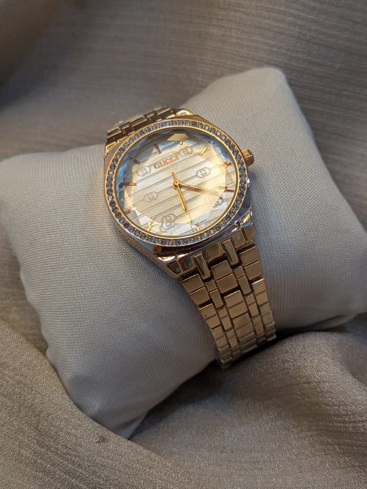 Gucci Gold Edition Diamond Encrusted Bezel & Patterned Design