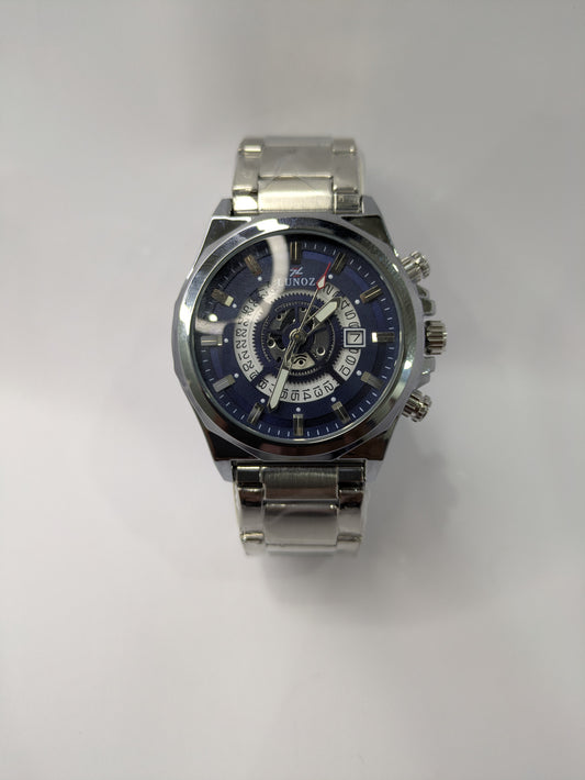 Lunoz Luxury Silver Skeleton Watch With Date