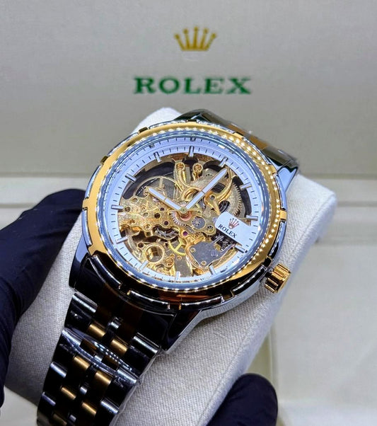 Rolex Two-Tone Style Skeleton Mechanical Dial(Automatic)