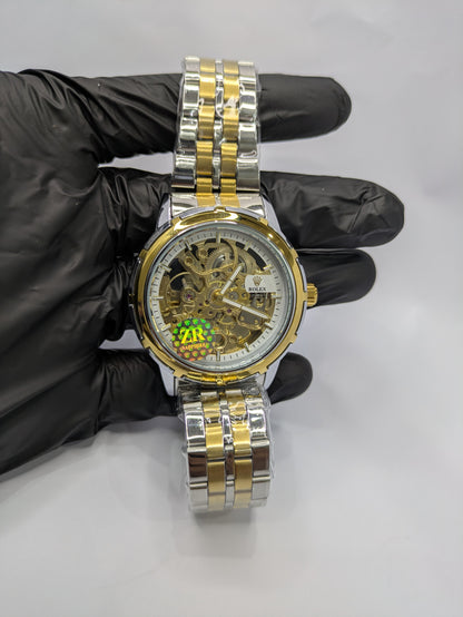 Rolex Two-Tone Style Skeleton Mechanical Dial(Automatic) With Date