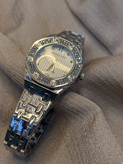 Michael Kors Silver Edition With Diamond Encrusted Bezel