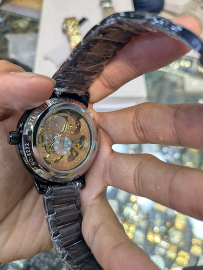 FiTron Style Skeleton Mechanical Dial(Automatic) in Black & Golden