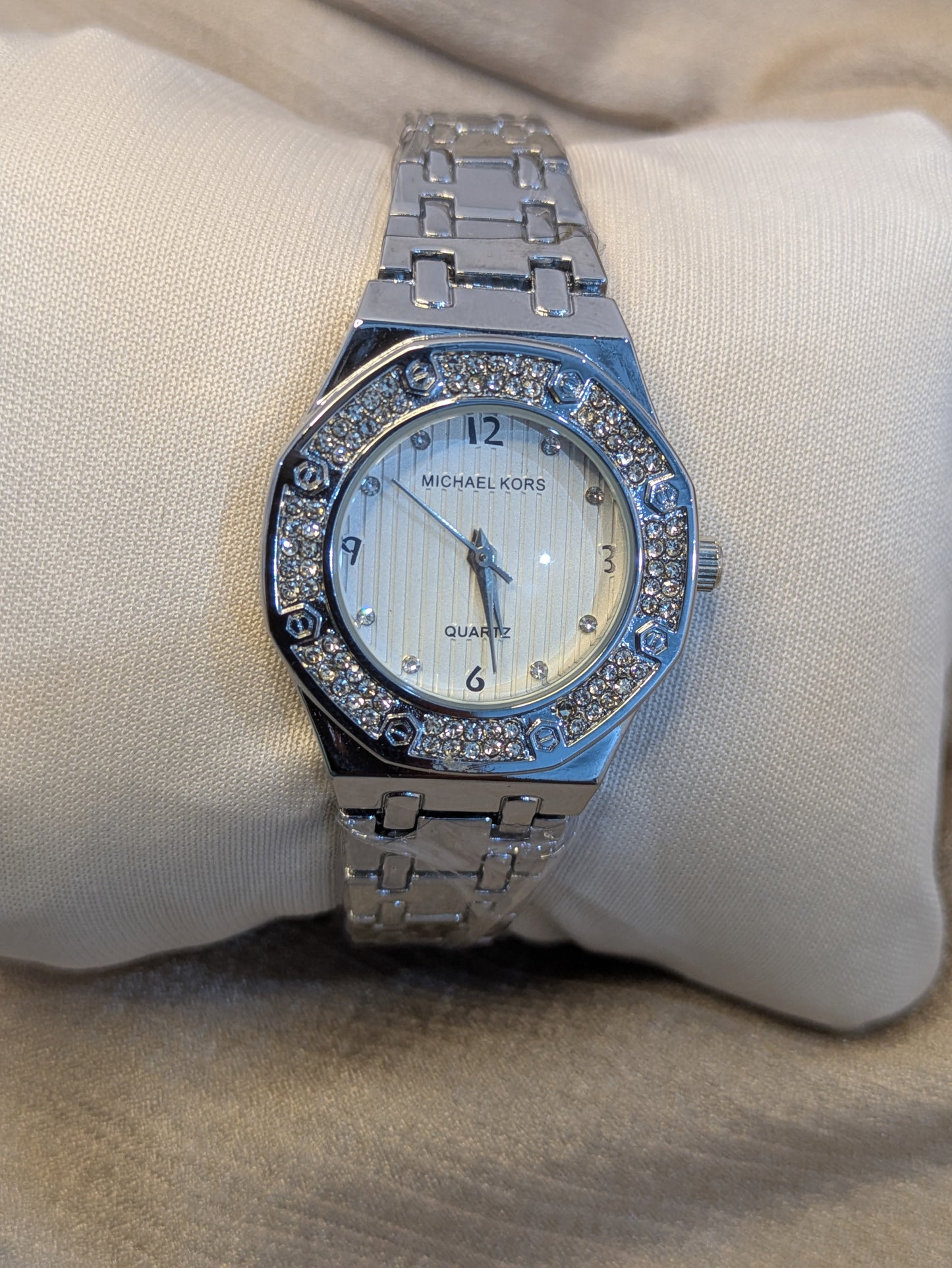Michael Kors Silver Edition With Diamond Encrusted Bezel