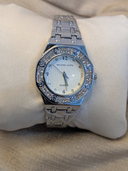 Michael Kors Silver Edition With Diamond Encrusted Bezel