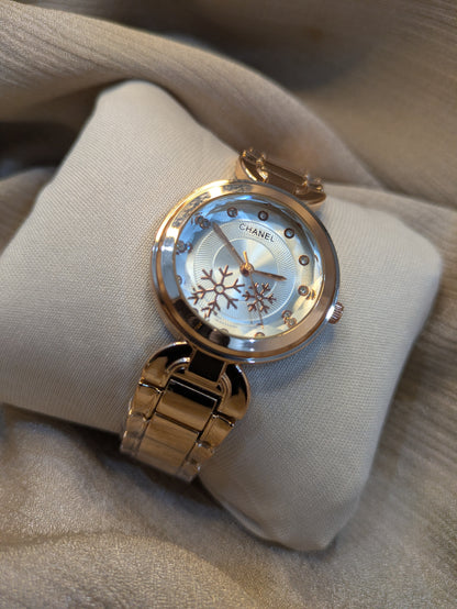Chanel Rose Gold Snowflake Edition With Diamond Accents