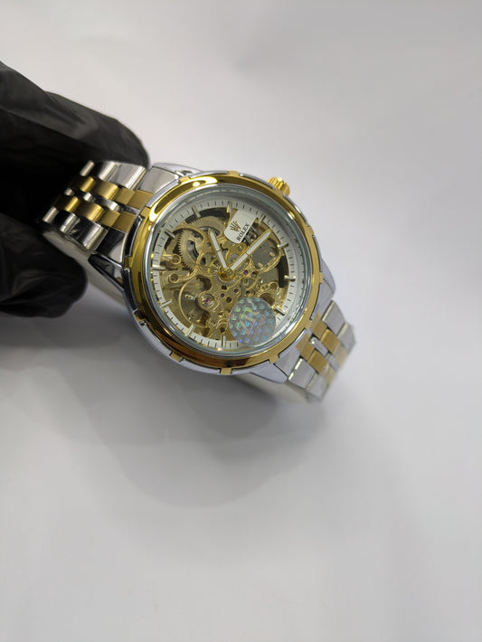 Rolex Two-Tone Style Skeleton Mechanical Dial(Automatic) With Date