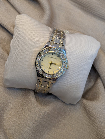 Michael Kors Silver&Gold Edition With Diamond Encrusted Bezel