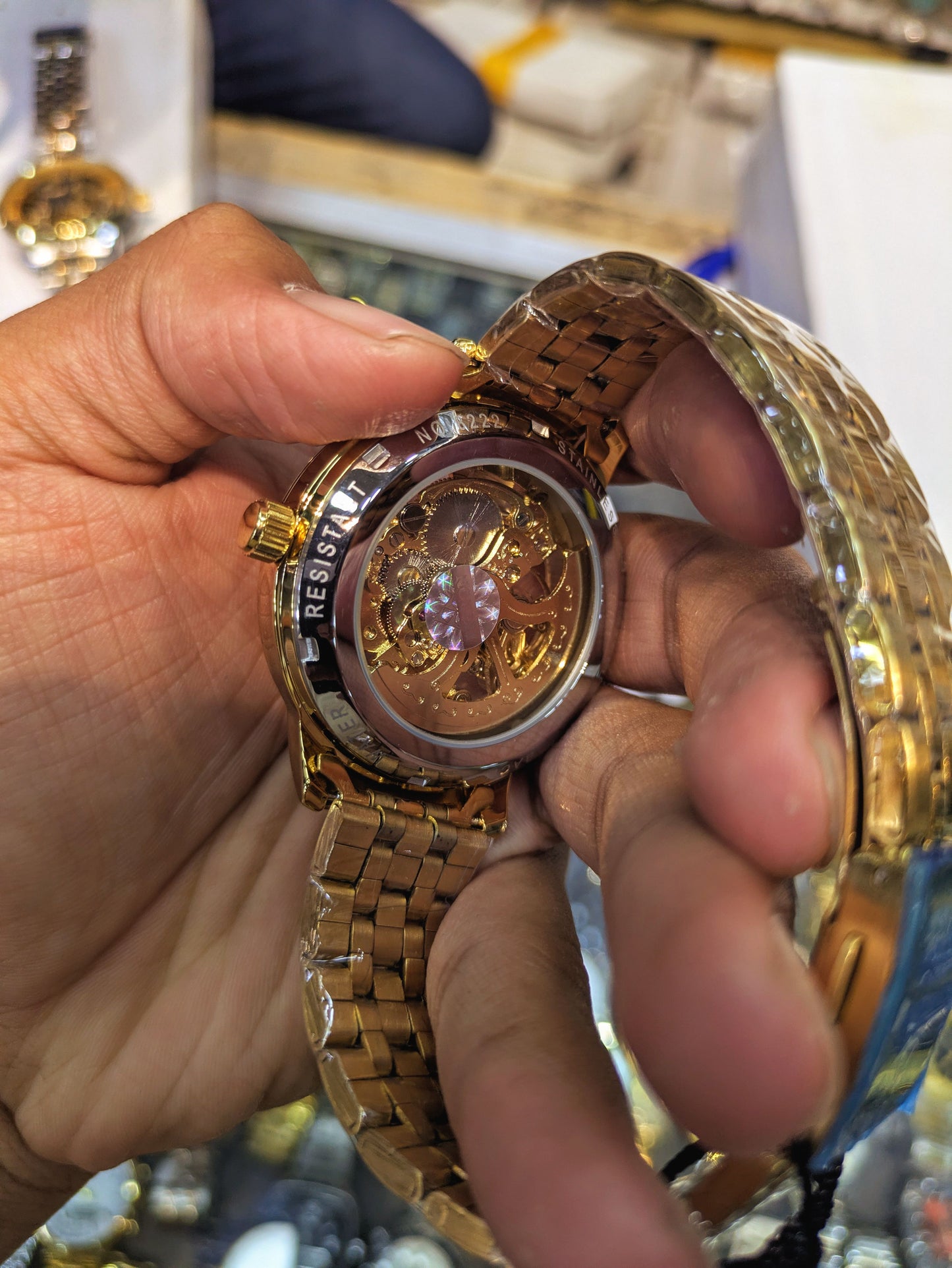 FiTron Style Skeleton Mechanical Dial(Automatic) in Black & Golden