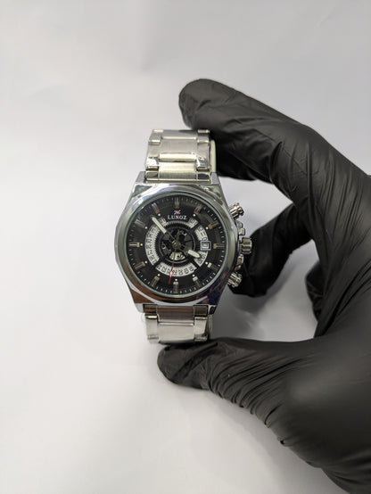 Lunoz Luxury Silver Skeleton Watch With Date