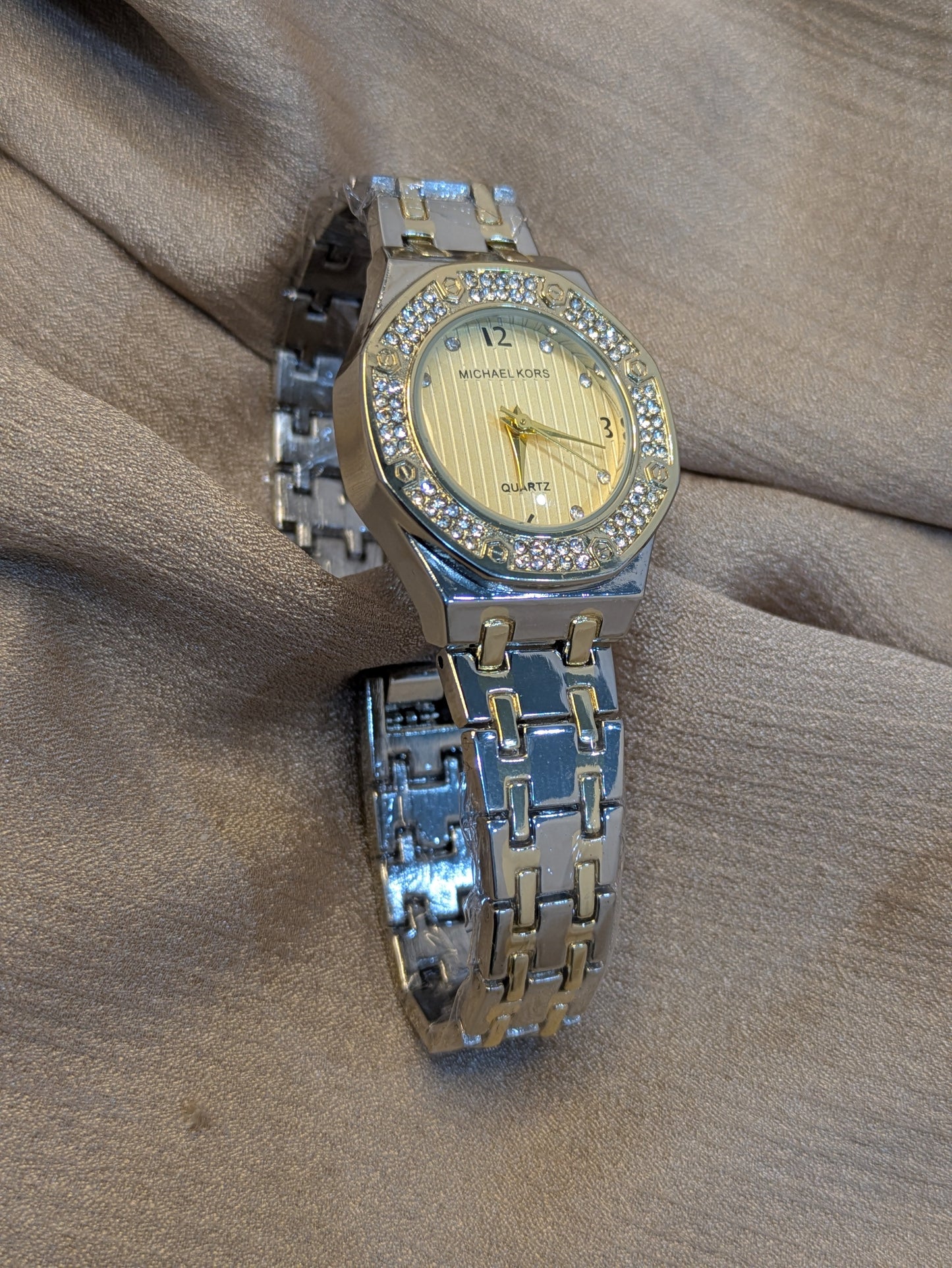 Michael Kors Silver&Gold Edition With Diamond Encrusted Bezel