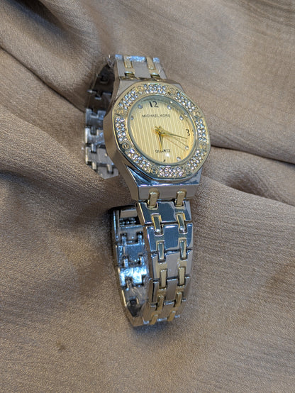 Michael Kors Silver&Gold Edition With Diamond Encrusted Bezel