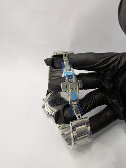 Lunoz Luxury Silver Skeleton Watch With Date