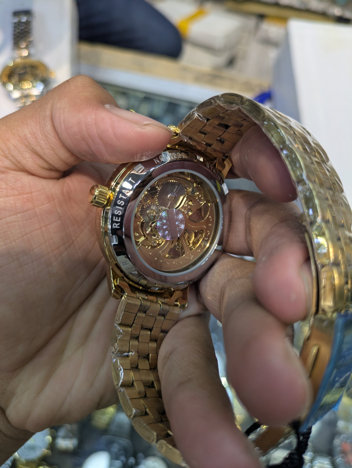 FiTron Style Skeleton Mechanical Dial(Automatic) in Black & Golden
