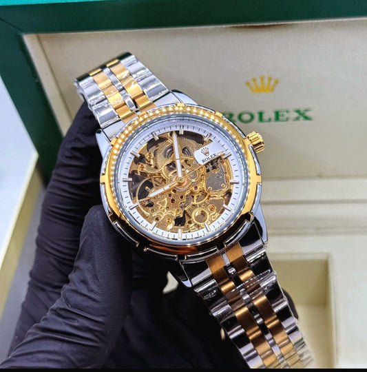 Rolex Two-Tone Style Skeleton Mechanical Dial(Automatic)