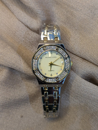 Michael Kors Silver&Gold Edition With Diamond Encrusted Bezel