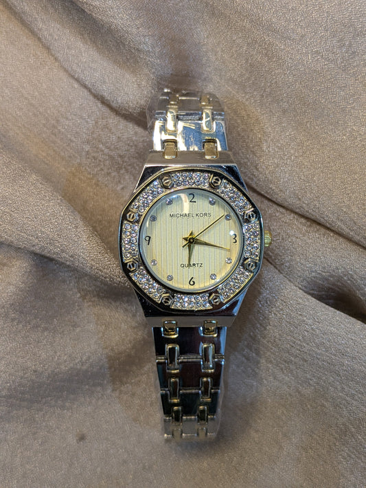 Michael Kors Silver&Gold Edition With Diamond Encrusted Bezel