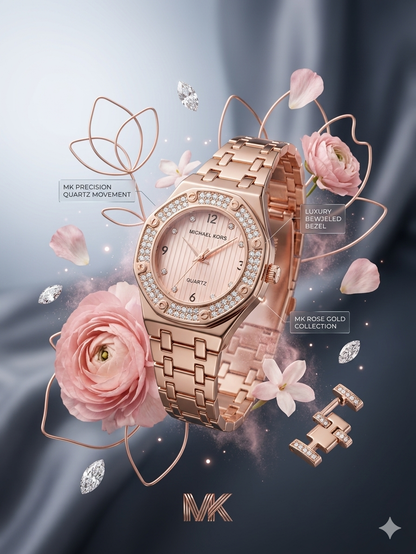 Michael Kors Rose Gold Edition With Diamond Encrusted Bezel