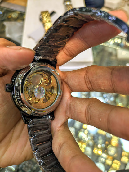 FiTron Style Skeleton Mechanical Dial(Automatic) in Black & Golden